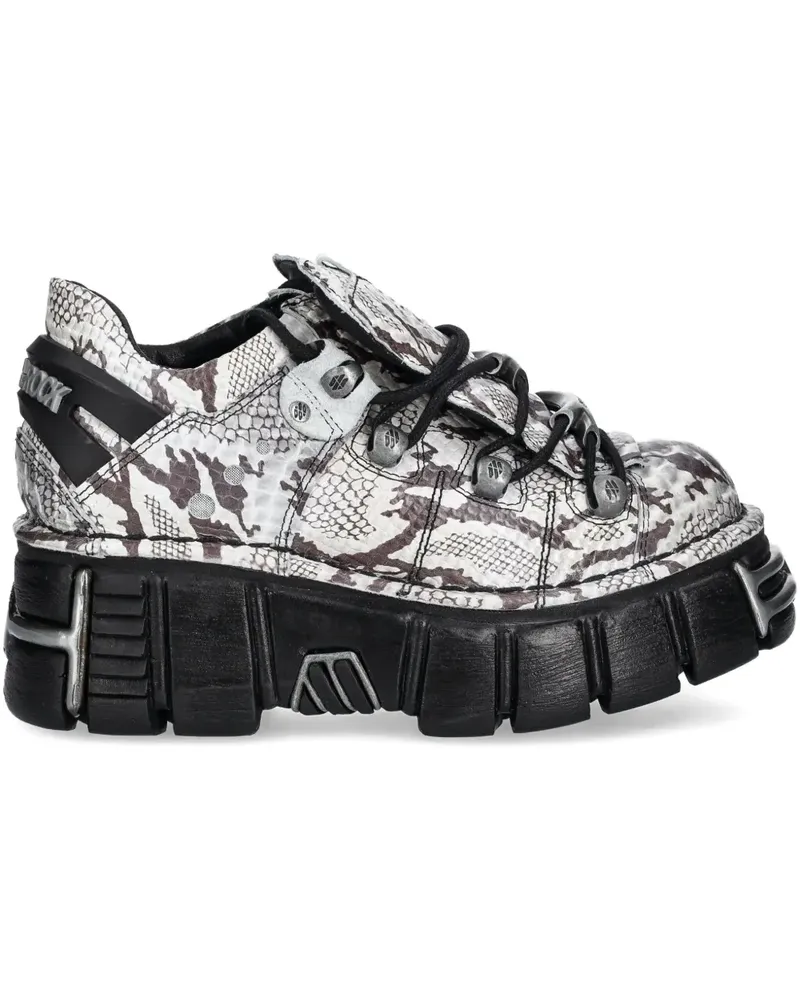 New Rock Plateau-Sneakers mit Schlangen-Effekt - Weiß Weiß