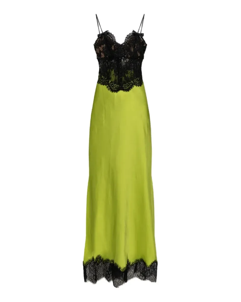 Self-Portrait green satin lace midi dress - Grün Grün