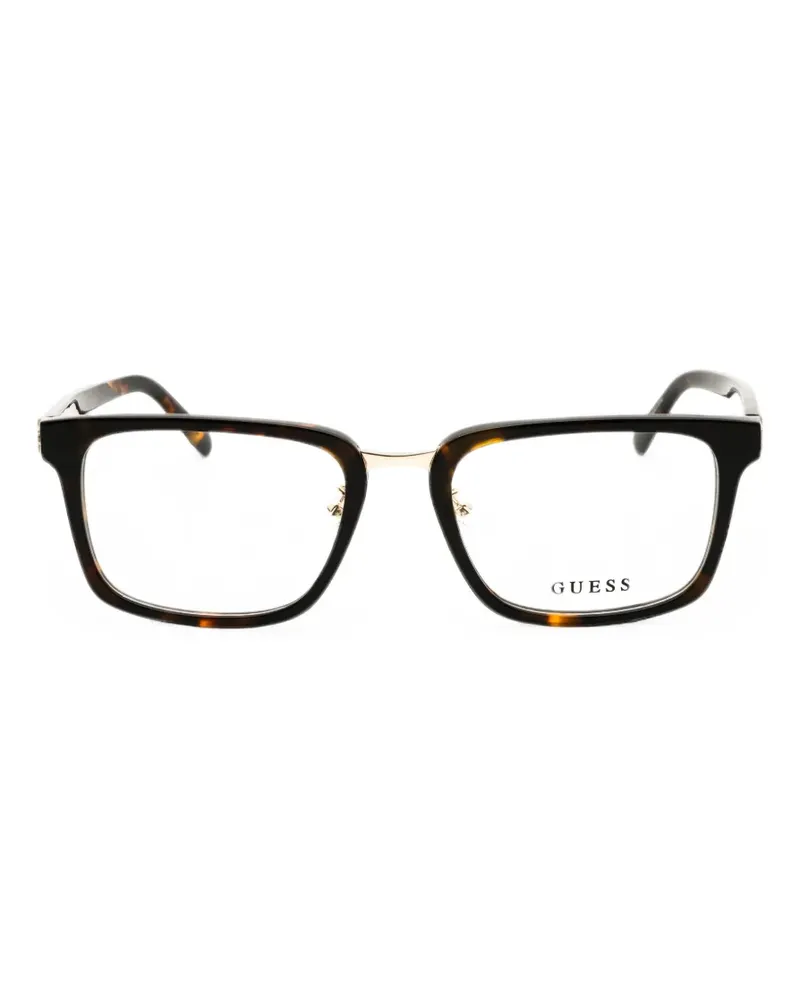 Guess tortoiseshell-effect rectangle-frame glasses - Braun Braun