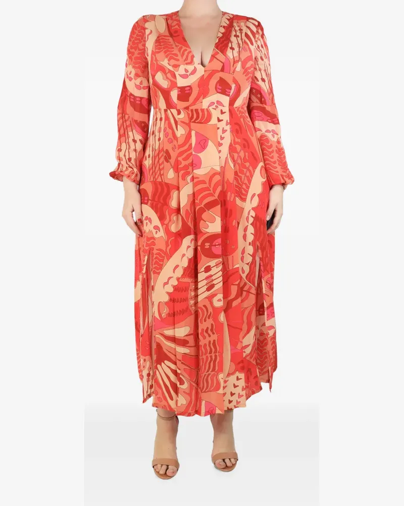 RIXO printed V-neck maxi dress - Orange Orange