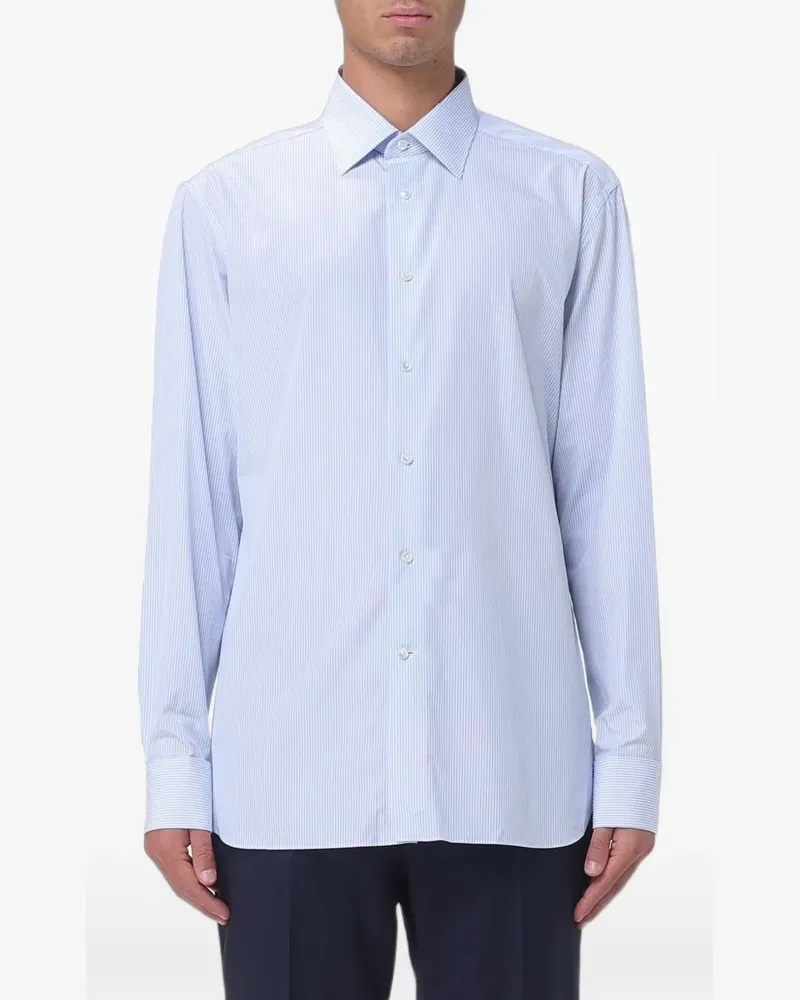 Ermenegildo Zegna Gestreiftes Hemd aus Popeline - Blau Blau