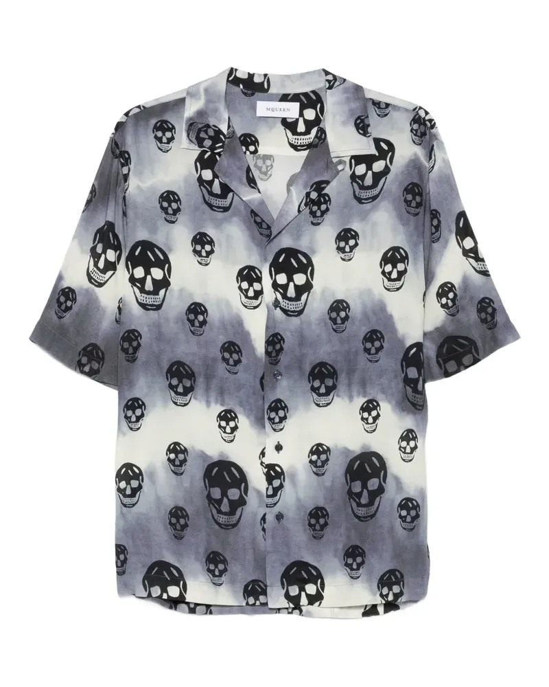 Alexander McQueen Batik-T-Shirt mit Totenkopf-Print - Blau Blau
