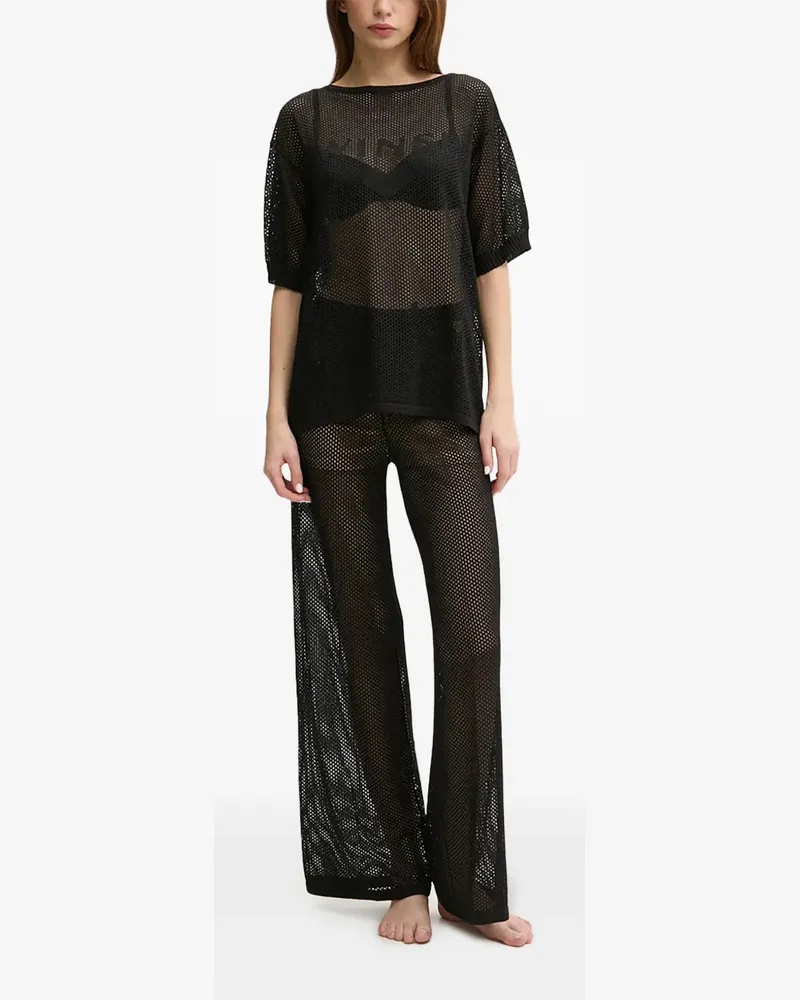 Twin-Set Strand-Hose mit weitem Bein - Schwarz Schwarz