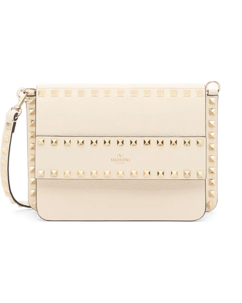 Valentino Garavani Kleine Rockstud Umhängetasche aus körnigem Kalbsleder - Weiß Weiß