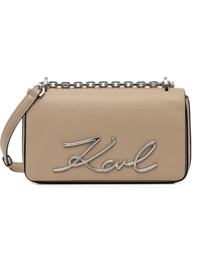 Karl Lagerfeld K/Signature logo-plaque crossbody bag - Nude Nude