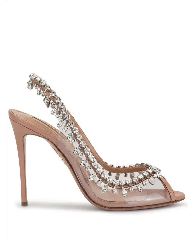 Aquazzura Temptation Pumps mit Kristallen 110mm - Nude Nude