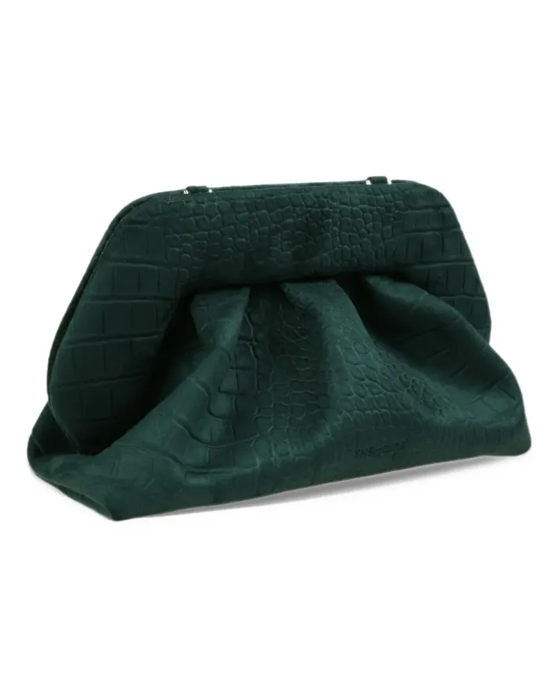 THEMOIRÈ medium Bios crocodile-effect ruched clutch bag - Grün Grün