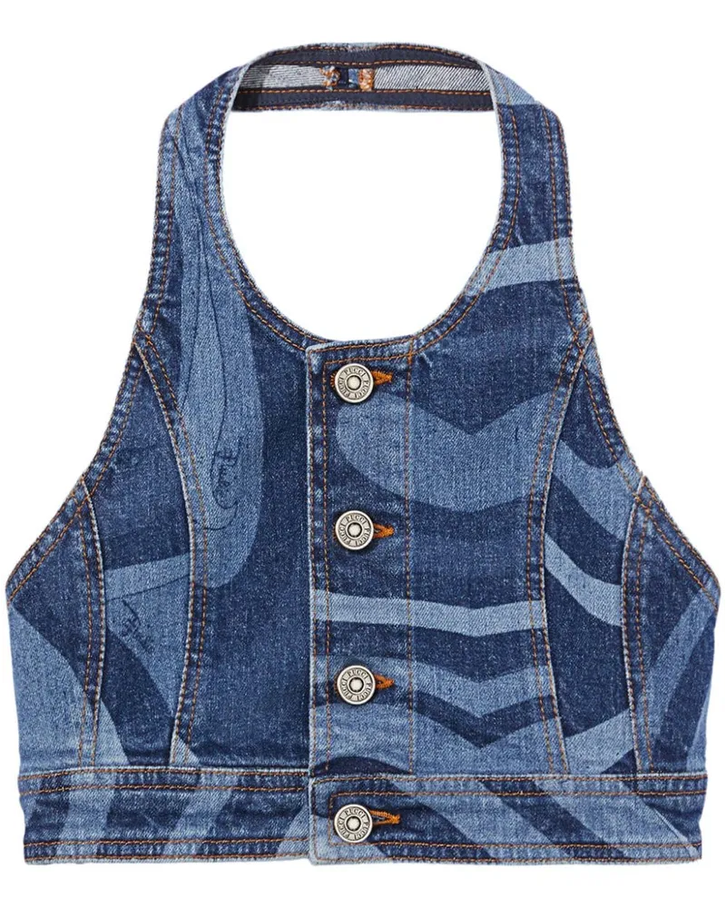 Emilio Pucci Cropped-Top mit Marmo-Print - Blau Blau
