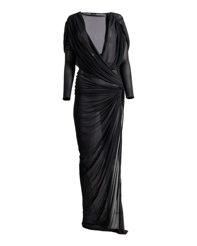 ATLEIN v-neck draped dress - Schwarz Schwarz