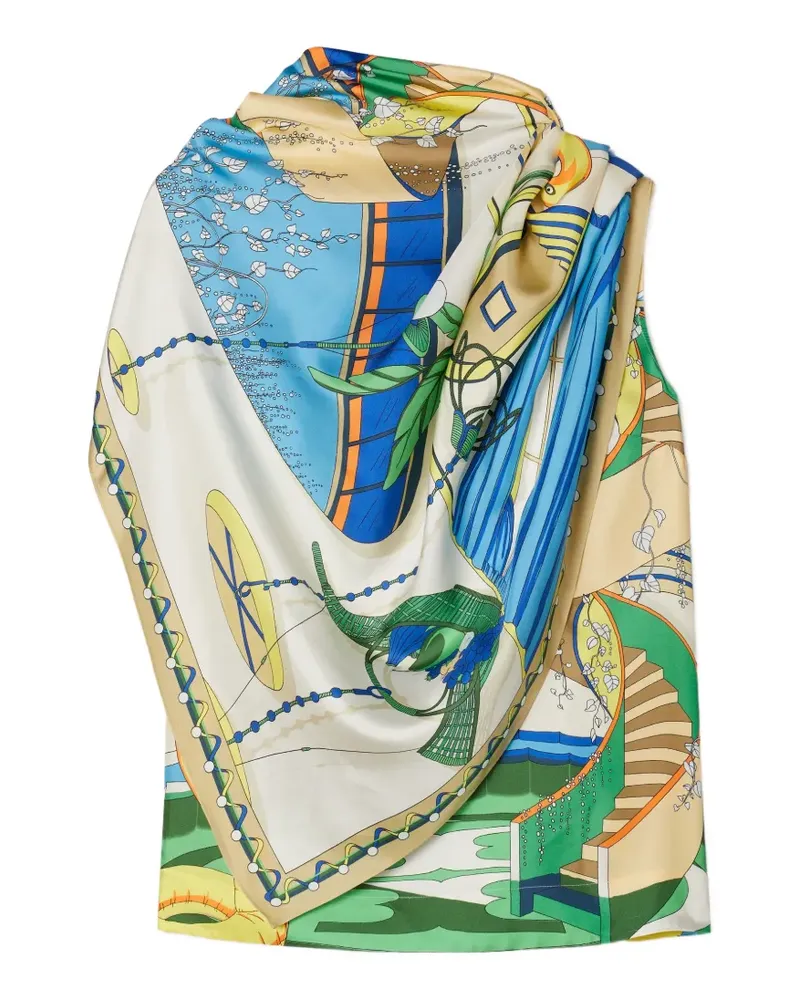 Tory Burch Cape-Oberteil aus Seide mit Print - Blau Blau