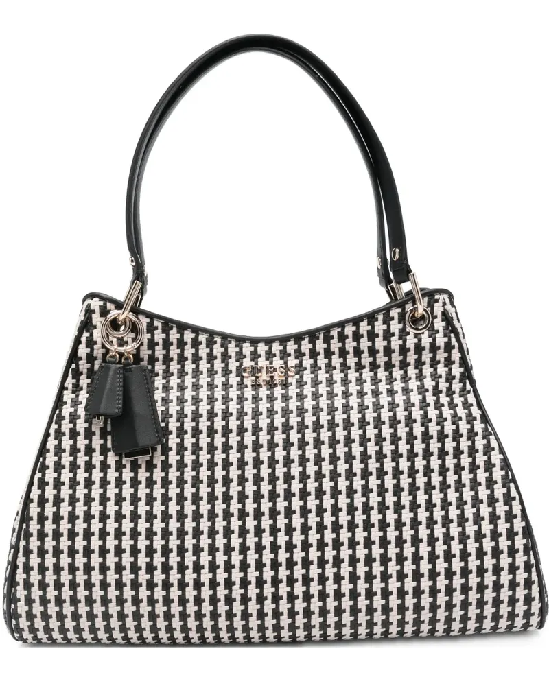Guess Tote Bag mit Hahnentrittmuster - Schwarz Schwarz