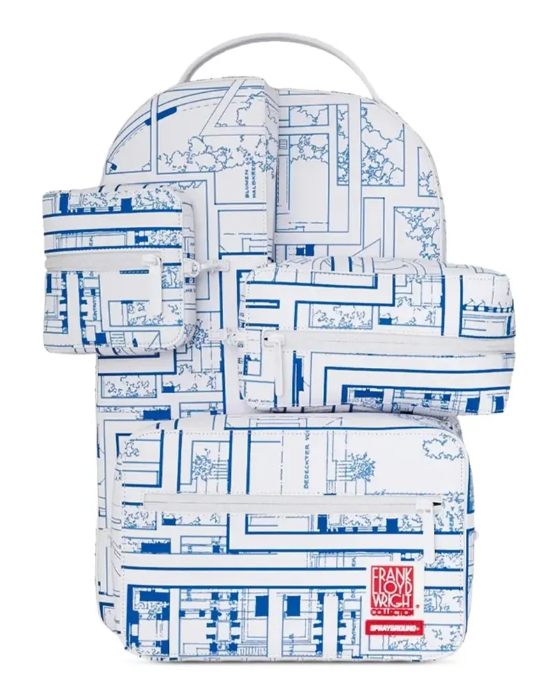 Sprayground x Frank Lloyd Wright 3D-Rucksack mit grafischem Print - Weiß Weiß