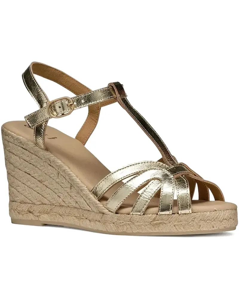 Geox Gelsa Wedge-Espadrilles mit T-Riemen 95mm - Gold Gold