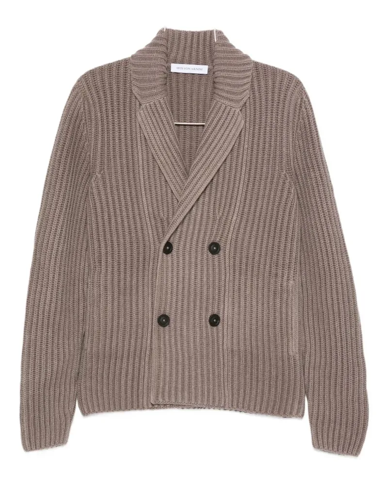 Iris von Arnim ribbed double-breasted cashmere cardigan - Nude Nude