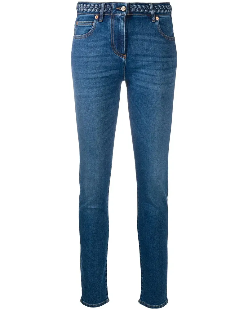 Valentino Garavani Skinny-Jeans mit geflochtenem Bund - Blau Blau