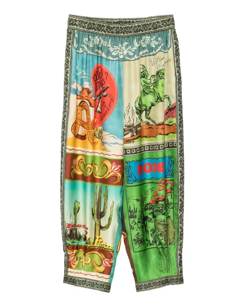 ALEMAIS Ace Seidenhose mit grafischem Print - Grün Grün