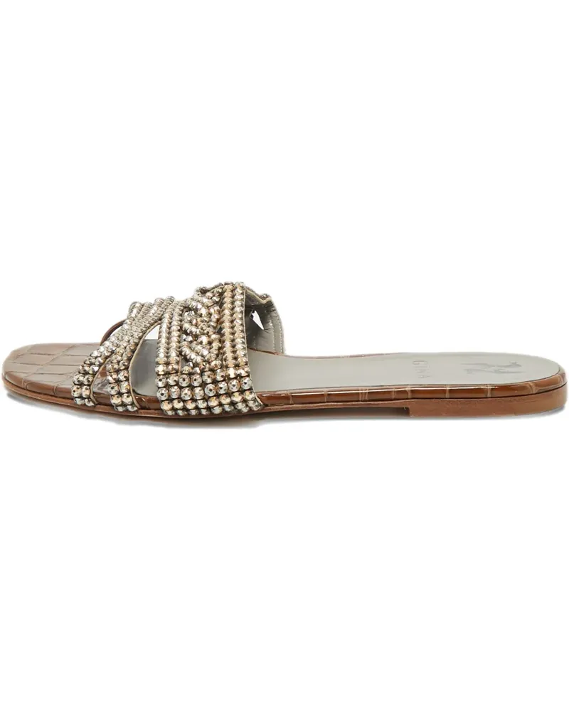 Gina Loren embossed crystal-embellished sandals - Braun Braun