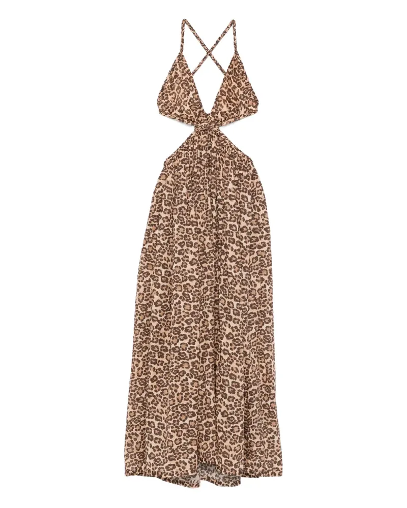 Zimmermann Wanderlust Midikleid mit Flechtbesatz - Braun Braun