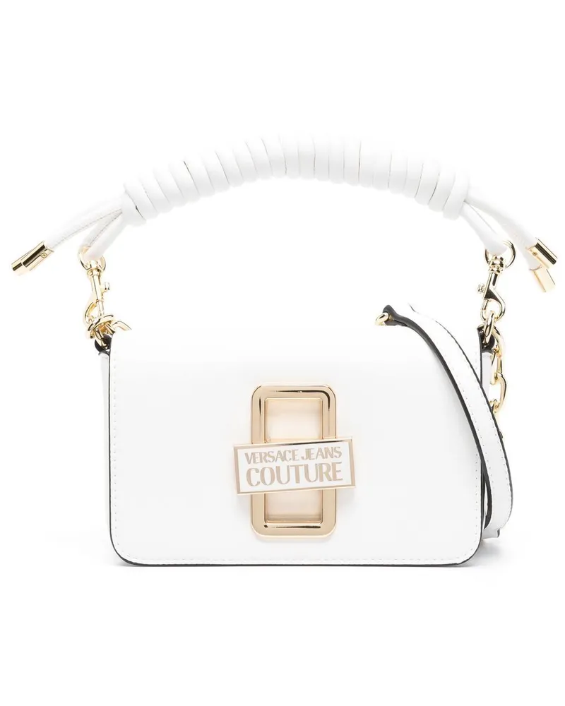 Versace Jeans Schultertasche mit Logo-Schild - Weiß Weiß
