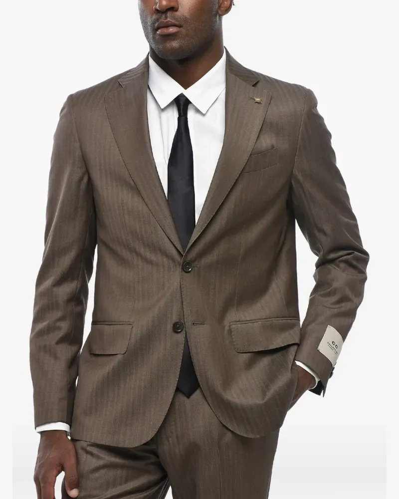 Corneliani virgin wool jacquard suit - Braun Braun