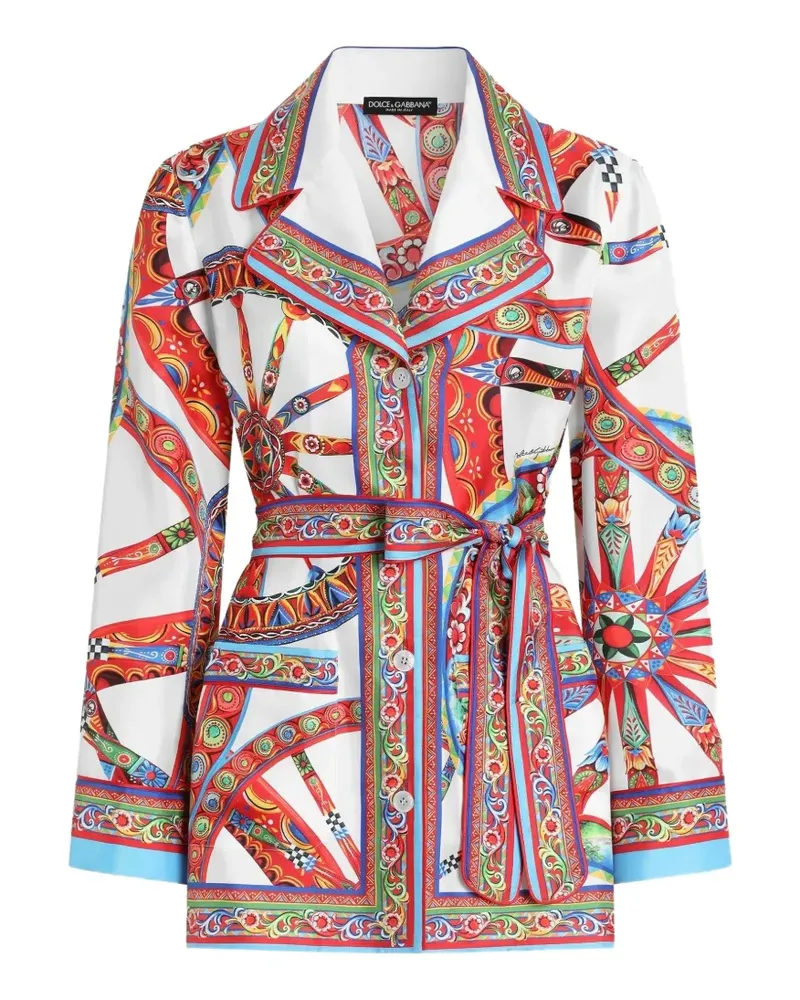 Dolce & Gabbana Hemd aus Seidentwill mit Carretto-Print - Schwarz Schwarz