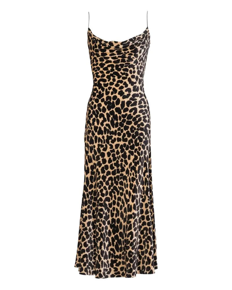 Balmain Samtkleid mit Leoparden-Print - Nude Nude