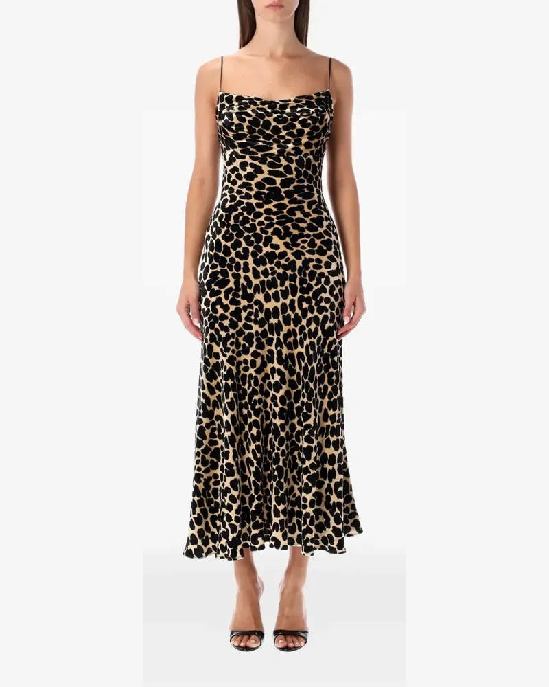 Balmain Samtkleid mit Leoparden-Print - Nude Nude