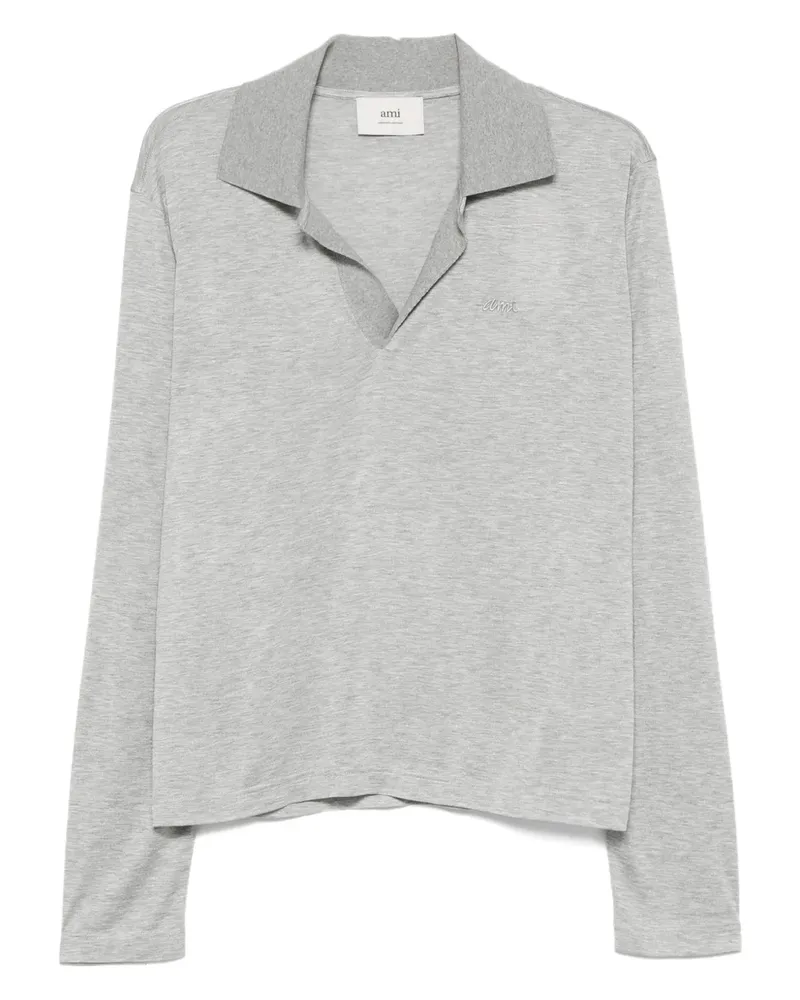 AMI Paris Langärmeliges Poloshirt - Grau Grau