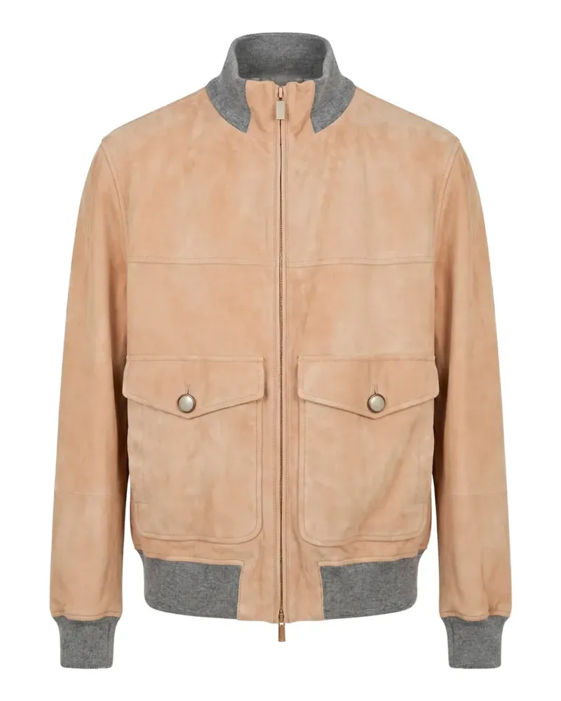 Brunello Cucinelli zip-fastening suede jacket - Nude Nude