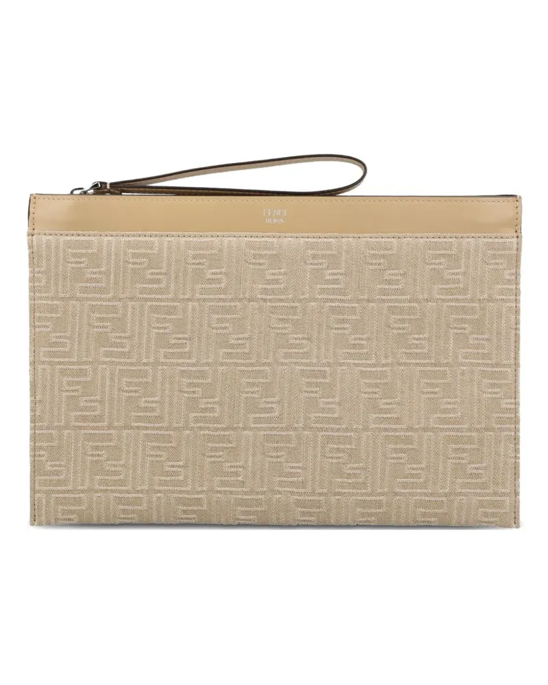Fendi Mittelgroße Clutch aus FF-Jacquard - Nude Nude