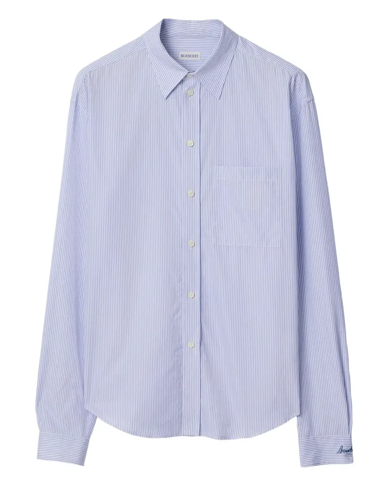 Burberry Gestreiftes Hemd mit Logo-Stickerei - Blau Blau