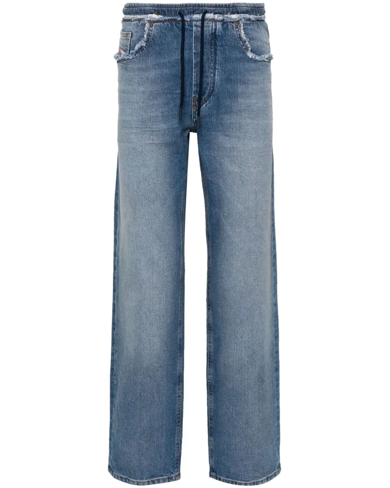 Diesel Halbhohe Straight-Leg-Jeans mit Kordelzug - Blau Blau