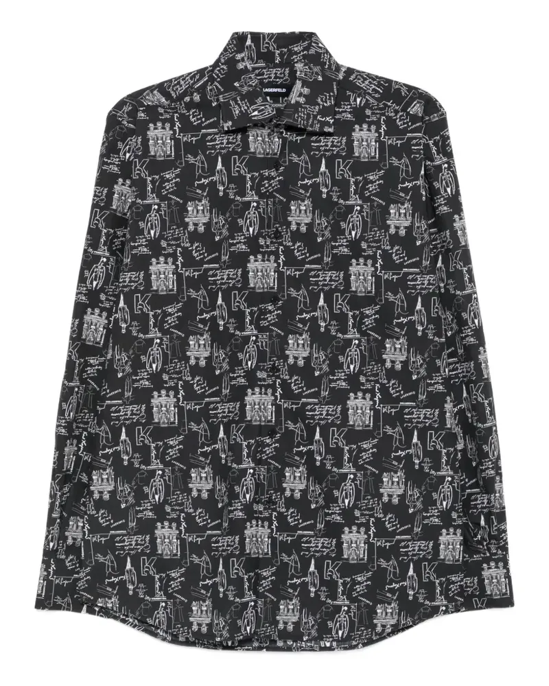 Karl Lagerfeld graphic-print long-sleeve shirt - Schwarz Schwarz
