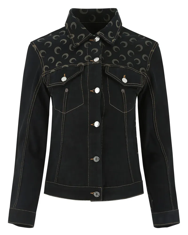 Marine Serre Jeansjacke mit Mond-Print - Schwarz Schwarz