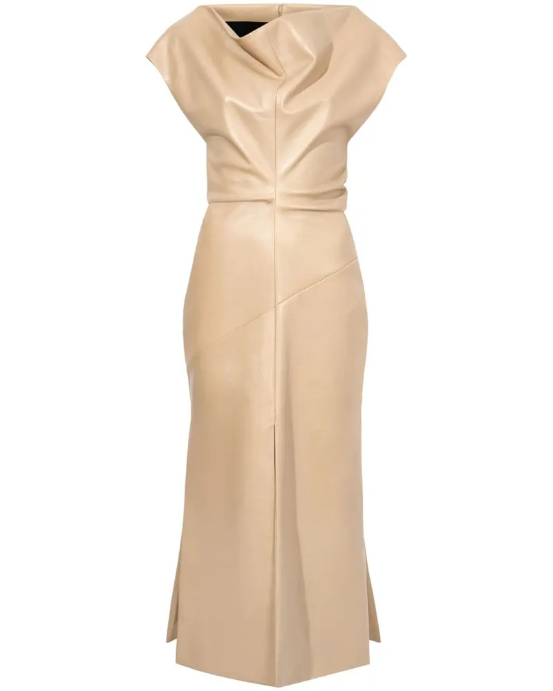Proenza Schouler Schulterfreies Rosa Lederkleid - Nude Nude