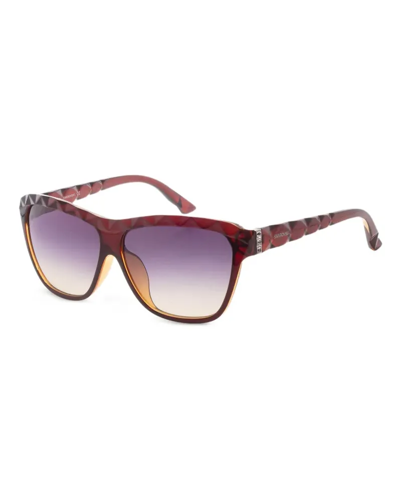 Swarovski Eckige Sonnenbrille mit Kristallen - Rot Rot