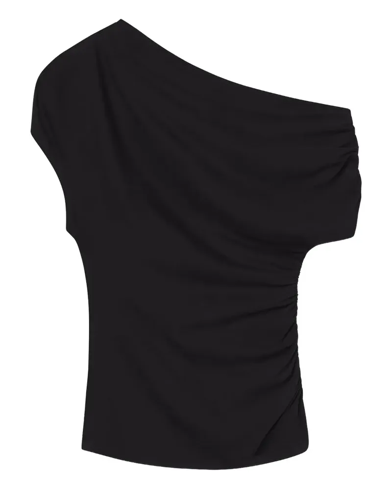 A.L.C. A C. one shoulder gathered T-shirt - Schwarz Schwarz