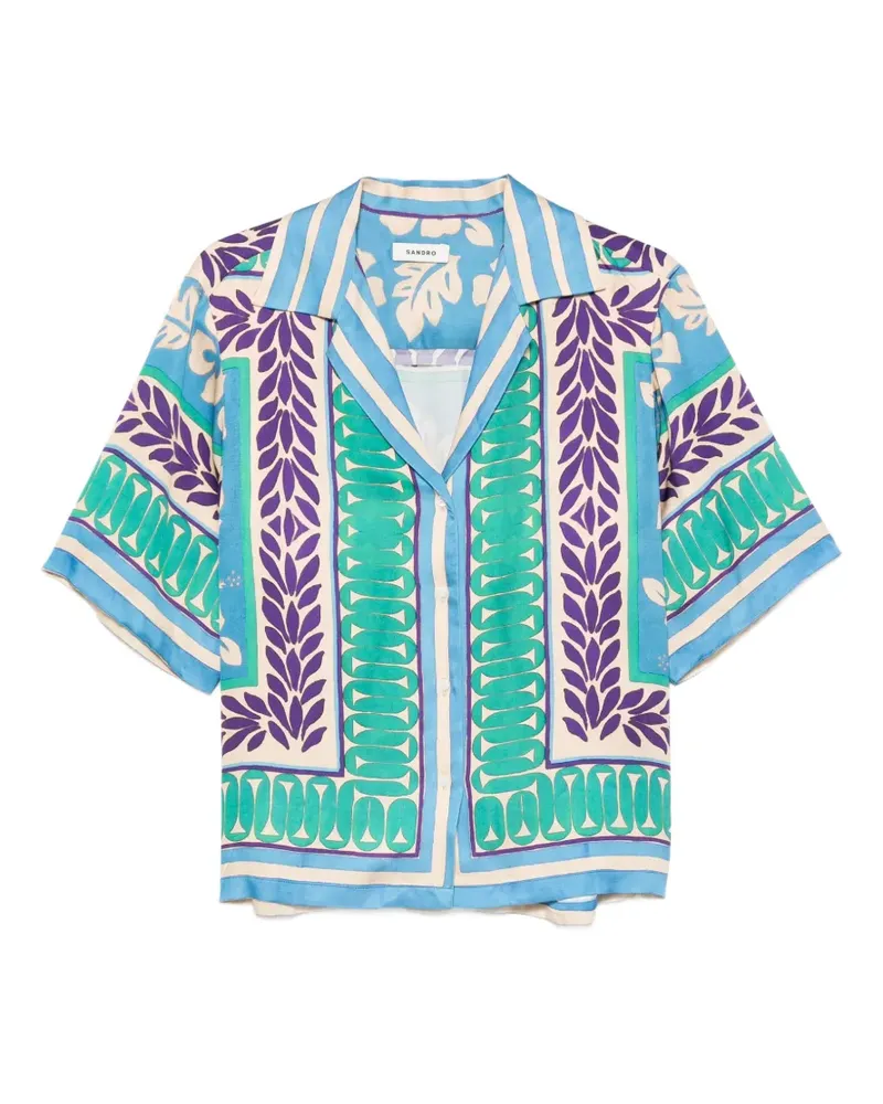 Sandro graphic-print short-sleeve shirt - Grün Grün