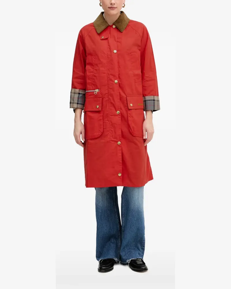Barbour corduroy-collar raglan-sleeve coat - Rot Rot