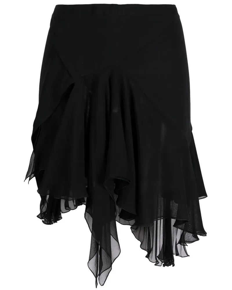 Versace Asymmetrischer Faltenrock - Schwarz Schwarz