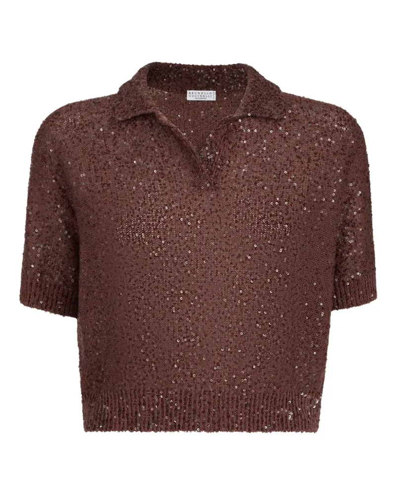 Brunello Cucinelli sequin polo shirt - Braun Braun