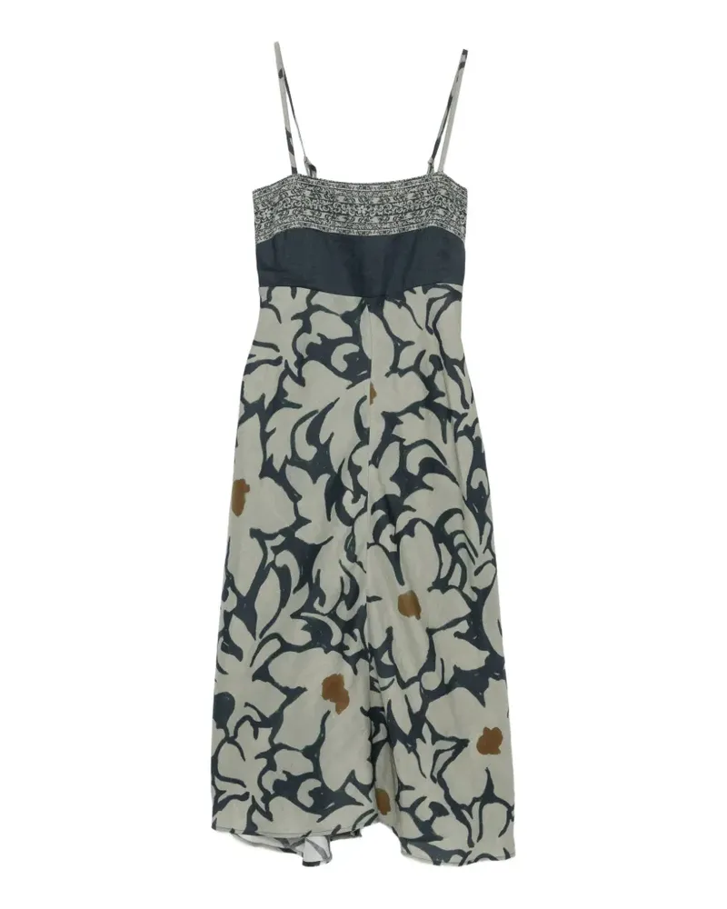 Luisa Cerano Gesmoktes Kleid mit Blumenprint - Grau Grau