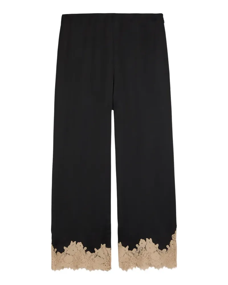 RIXO Marcela lace-trim wide-leg trousers - Schwarz Schwarz