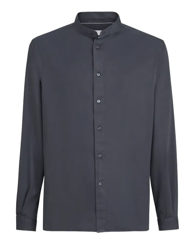 Brunello Cucinelli Stückgefärbtes Hemd mit Mandarinkragen - Grau Grau