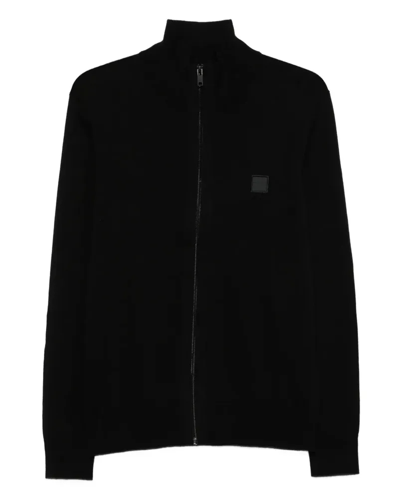 HUGO BOSS Cardigan mit Logo-Patch - Schwarz Schwarz
