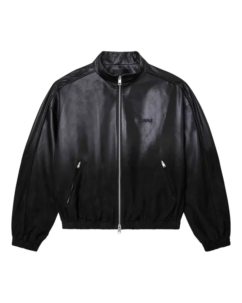 PURPLE BRAND leather bomber jacket - Schwarz Schwarz