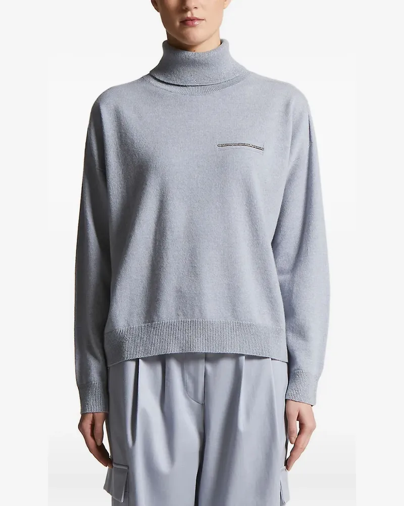 Peserico Rollkragenpullover mit Reißverschlusstasche - Grau Grau