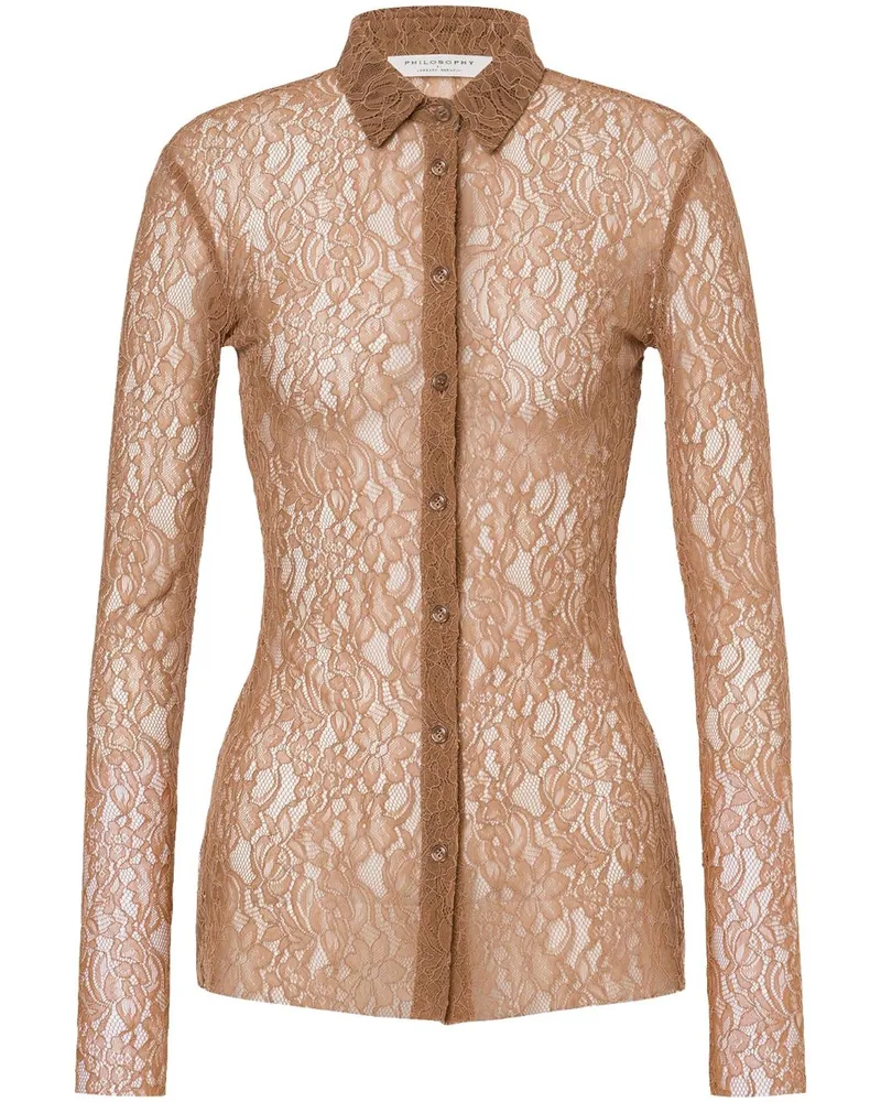 Philosophy Di Lorenzo Serafini Hemd mit Spitzenmuster - Braun Braun