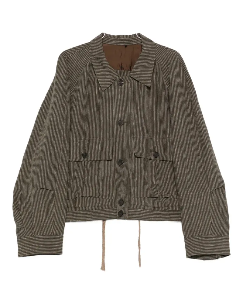 Ziggy Chen striped buttoned shirt jacket - Grün Grün