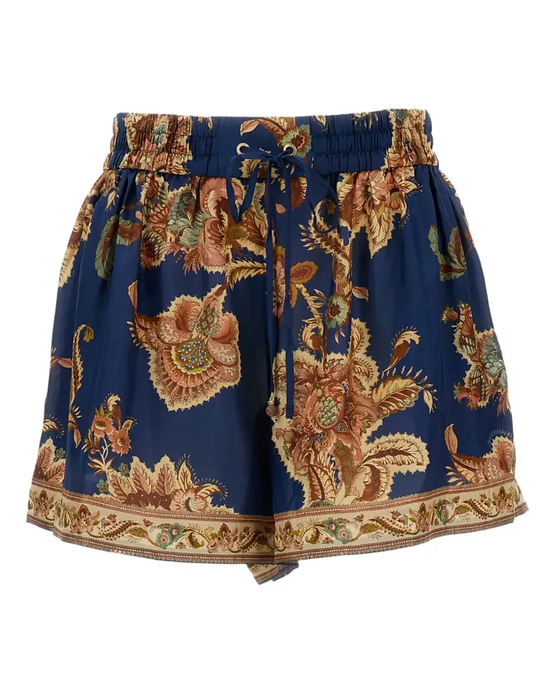 Zimmermann Aster printed silk shorts - Blau Blau